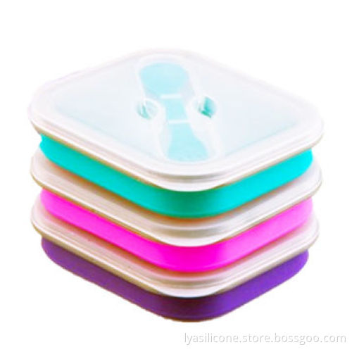 Silicone lunch box, made of food grade silicone, fold-able and multifunctional, for children use